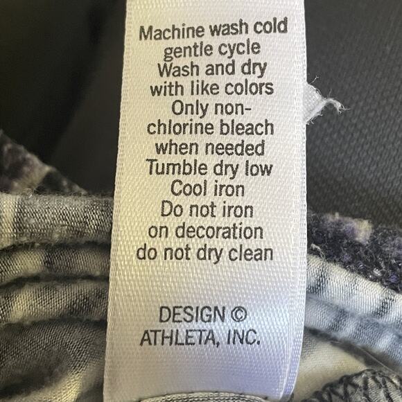 Athleta Midi Dress Sz M Tall Built in Bra Black Batik Print Modal Knit Empire - Picture 11 of 11